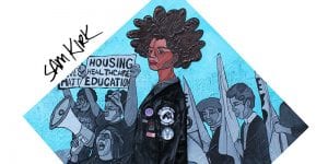 We keep showing up for America. When will America show up for us? Sam Kirk mixed media on canvas