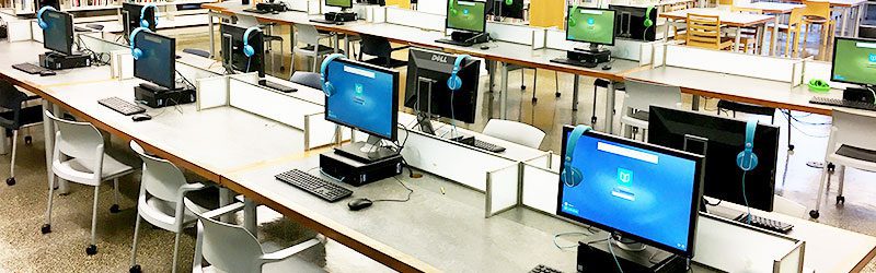 Computers on the third floor of the Main Library