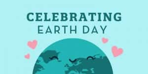 Celebrating Earth Day with smiling Earth and hearts