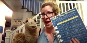 Miss Jenny and Ruthie the Camel playing Roll-A-Story Pronouns