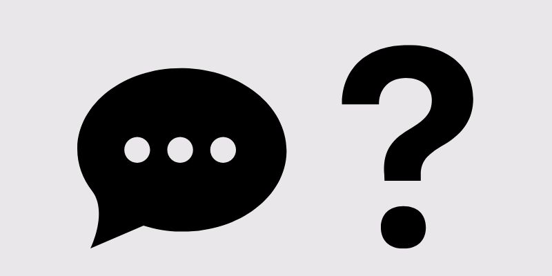 Chat icon and a question mark